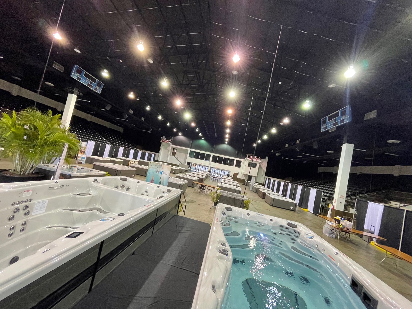 Hot tub and swim spa display